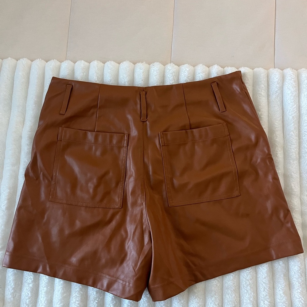a new day High Waist Tan Leather Shorts - Picture 5 of 5